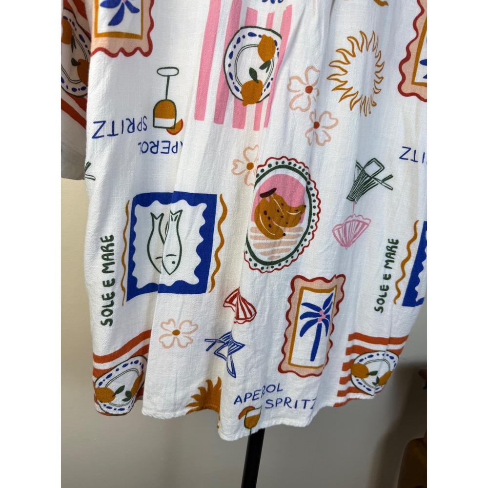 Label of Love Women Button down Easy Shirt Medium Muti Boho Rayon Linen Summer - Picture 11 of 16